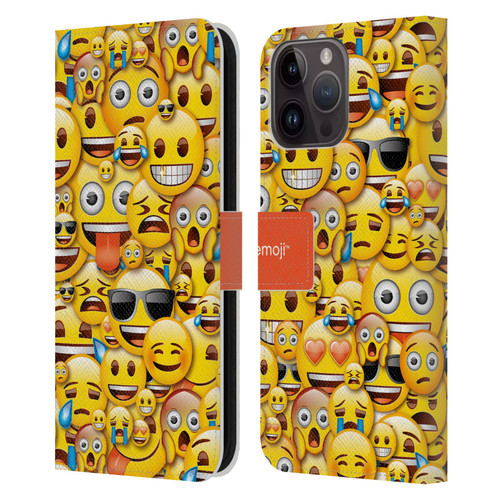 emoji® Full Patterns Smileys Leather Book Wallet Case Cover For Apple iPhone 15 Pro Max