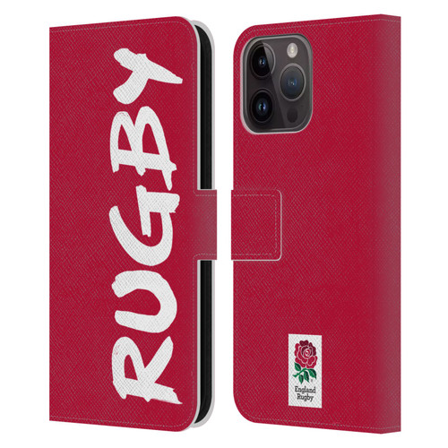 England Rugby Union 2016/17 The Rose Rugby Leather Book Wallet Case Cover For Apple iPhone 15 Pro Max