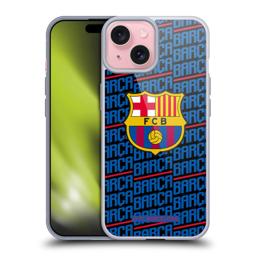 FC Barcelona Crest Patterns Barca Soft Gel Case for Apple iPhone 15