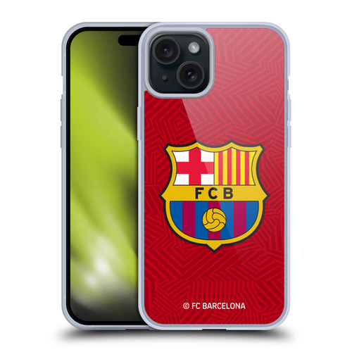 FC Barcelona Crest Red Soft Gel Case for Apple iPhone 15 Plus