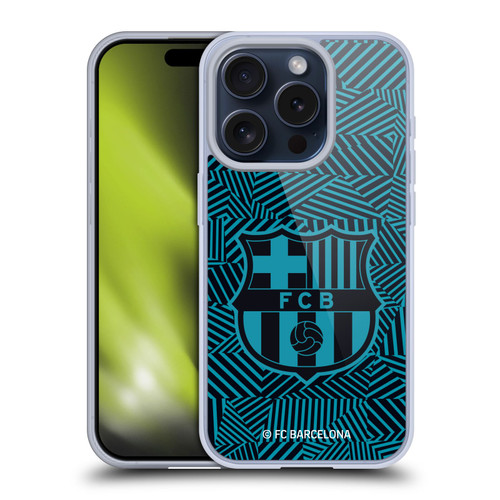 FC Barcelona Crest Black Soft Gel Case for Apple iPhone 15 Pro