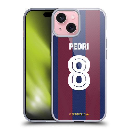 FC Barcelona 2023/24 Players Home Kit Pedri Soft Gel Case for Apple iPhone 15