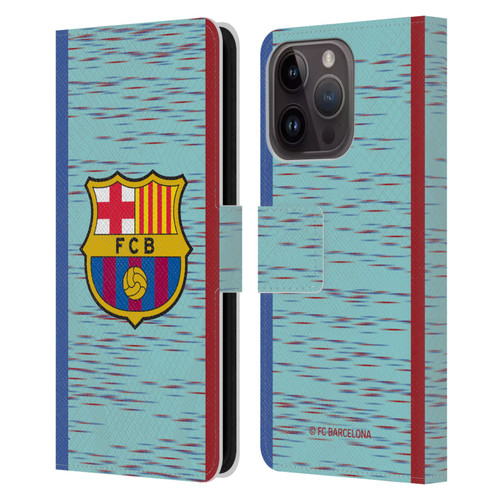 FC Barcelona 2023/24 Crest Kit Third Leather Book Wallet Case Cover For Apple iPhone 15 Pro