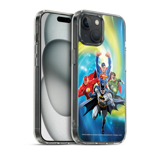 Justice League DC Comics Airbrushed Heroes Galaxy Soft Gel Case for Apple iPhone 15 & MagSafe