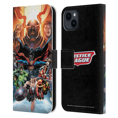 Justice League DC Comics Comic Book Covers #10 Darkseid War Leather Book Wallet Case Cover For Apple iPhone 15 Plus