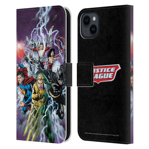 Justice League DC Comics Comic Book Covers New 52 #15 Leather Book Wallet Case Cover For Apple iPhone 15 Plus