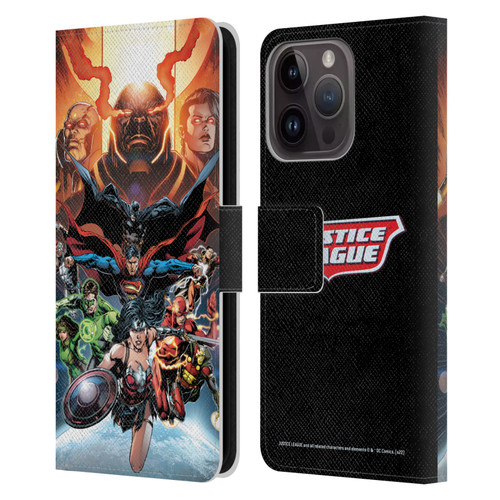 Justice League DC Comics Comic Book Covers #10 Darkseid War Leather Book Wallet Case Cover For Apple iPhone 15 Pro