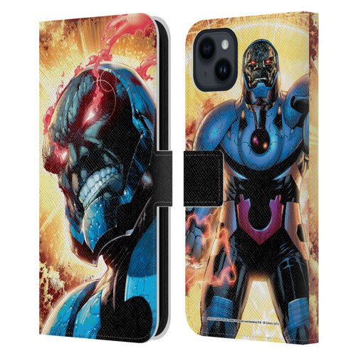 Justice League DC Comics Darkseid Comic Art New 52 #6 Cover Leather Book Wallet Case Cover For Apple iPhone 15 Plus