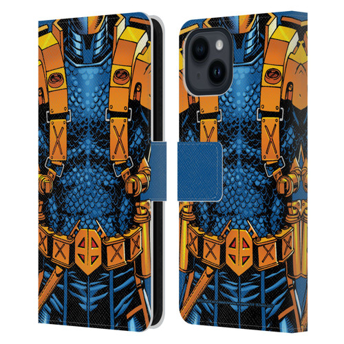 Justice League DC Comics Deathstroke Comic Art New 52 Costume Leather Book Wallet Case Cover For Apple iPhone 15