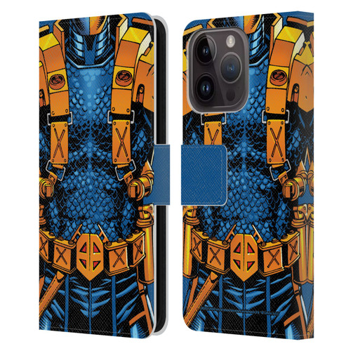 Justice League DC Comics Deathstroke Comic Art New 52 Costume Leather Book Wallet Case Cover For Apple iPhone 15 Pro
