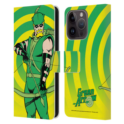 Justice League DC Comics Green Arrow Comic Art Classic Leather Book Wallet Case Cover For Apple iPhone 15 Pro