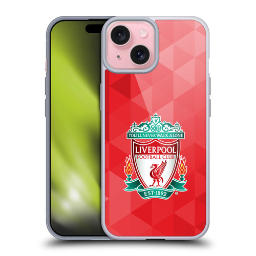 Liverpool Football Club Crest 1 Red Geometric 1 Soft Gel Case for Apple iPhone 15
