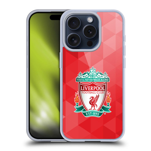 Liverpool Football Club Crest 1 Red Geometric 1 Soft Gel Case for Apple iPhone 15 Pro