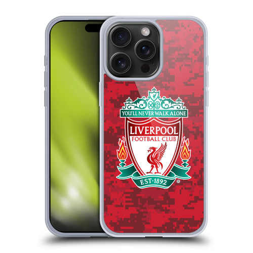 Liverpool Football Club Digital Camouflage Home Red Crest Soft Gel Case for Apple iPhone 15 Pro Max