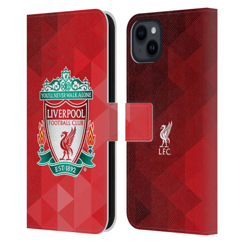 Liverpool Football Club Crest 1 Red Geometric 1 Leather Book Wallet Case Cover For Apple iPhone 15 Plus