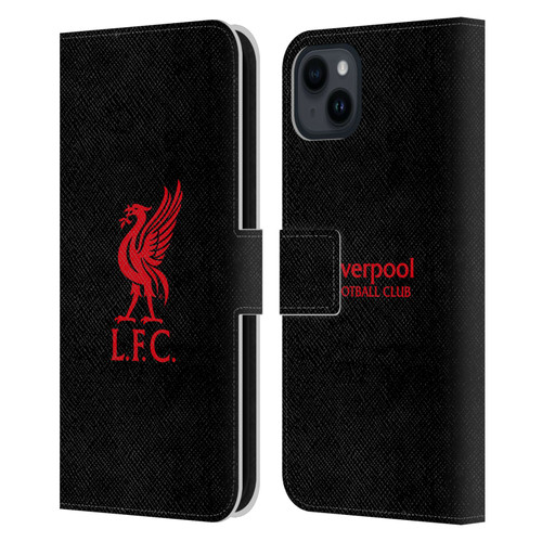 Liverpool Football Club Liver Bird Red Logo On Black Leather Book Wallet Case Cover For Apple iPhone 15 Plus