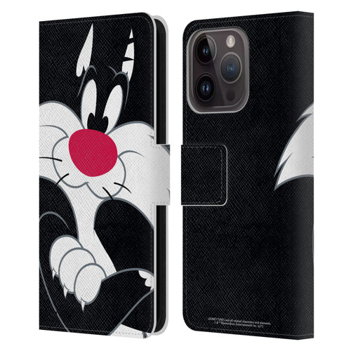Looney Tunes Characters Sylvester The Cat Leather Book Wallet Case Cover For Apple iPhone 15 Pro