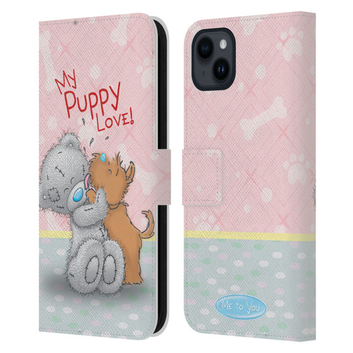 Me To You Classic Tatty Teddy Dog Pet Leather Book Wallet Case Cover For Apple iPhone 15 Plus