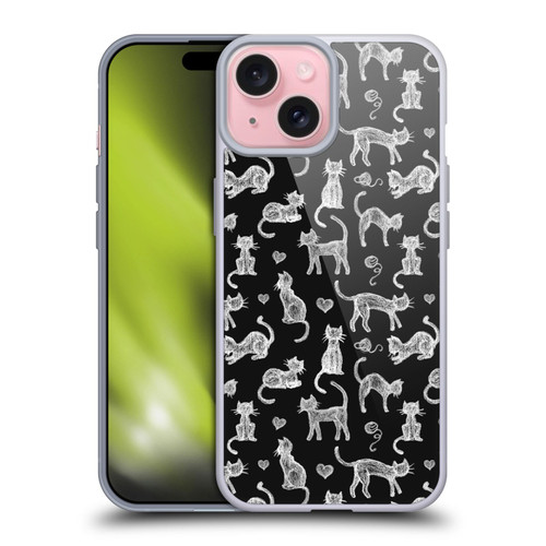 Micklyn Le Feuvre Animals Teachers Pet Chalkboard Cats Soft Gel Case for Apple iPhone 15