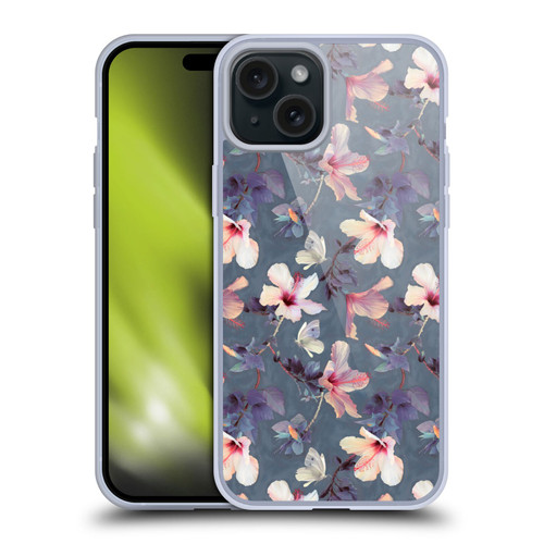 Micklyn Le Feuvre Florals Butterflies and Hibiscus Soft Gel Case for Apple iPhone 15 Plus