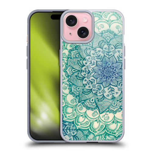 Micklyn Le Feuvre Mandala 3 Emerald Doodle Soft Gel Case for Apple iPhone 15