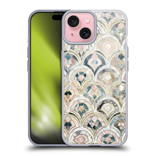 Micklyn Le Feuvre Marble Patterns Art Deco Tiles In Soft Pastels Soft Gel Case for Apple iPhone 15