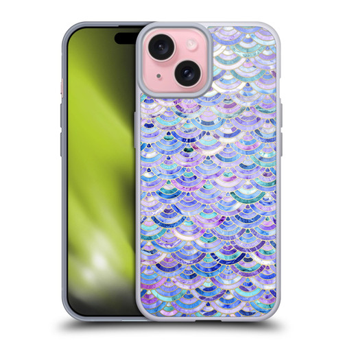 Micklyn Le Feuvre Marble Patterns Mosaic In Amethyst And Lapis Lazuli Soft Gel Case for Apple iPhone 15