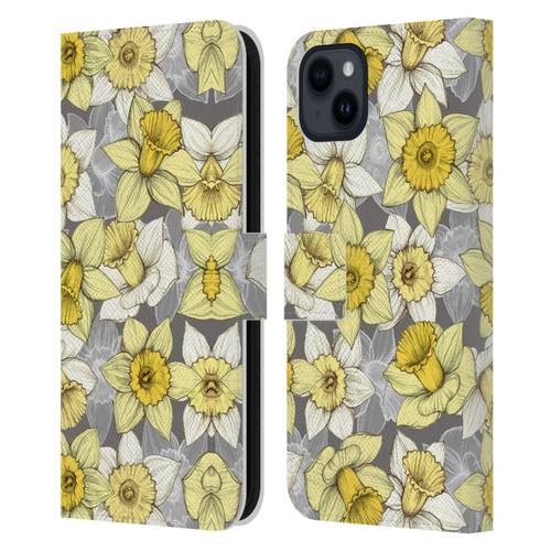 Micklyn Le Feuvre Florals Daffodil Daze Leather Book Wallet Case Cover For Apple iPhone 15 Plus