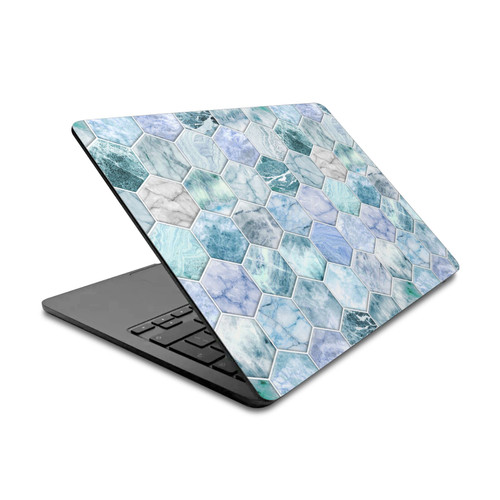 Micklyn Le Feuvre Marble Patterns Ice Blue And Jade Stone And Hexagon Tiles Vinyl Sticker Skin Decal Cover for Apple MacBook Air 13.6" A2681 (2022)