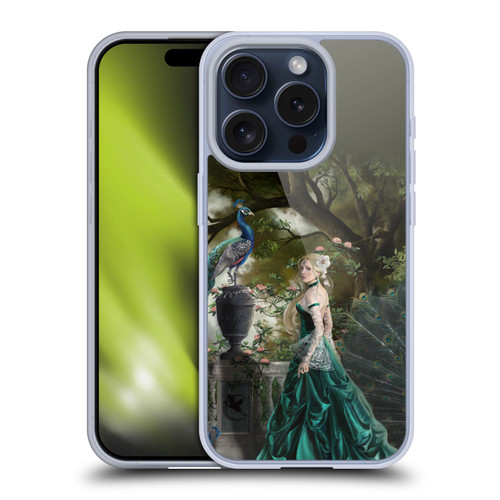 Nene Thomas Art Peacock & Princess In Emerald Soft Gel Case for Apple iPhone 15 Pro