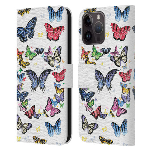 Nene Thomas Art Butterfly Pattern Leather Book Wallet Case Cover For Apple iPhone 15 Pro Max