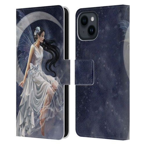 Nene Thomas Crescents Winter Frost Fairy On Moon Leather Book Wallet Case Cover For Apple iPhone 15