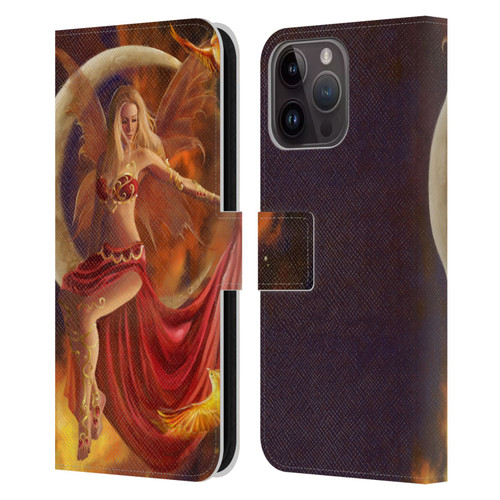 Nene Thomas Crescents Fire Fairy On Moon Phoenix Leather Book Wallet Case Cover For Apple iPhone 15 Pro Max