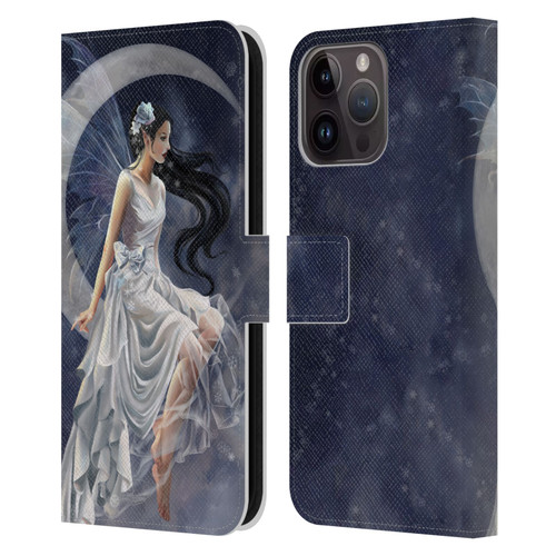 Nene Thomas Crescents Winter Frost Fairy On Moon Leather Book Wallet Case Cover For Apple iPhone 15 Pro Max