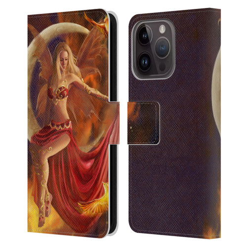 Nene Thomas Crescents Fire Fairy On Moon Phoenix Leather Book Wallet Case Cover For Apple iPhone 15 Pro