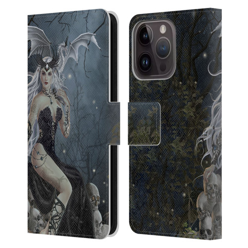 Nene Thomas Gothic Mad Queen Of Skulls Dragon Leather Book Wallet Case Cover For Apple iPhone 15 Pro
