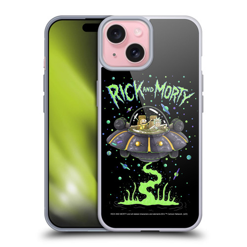 Rick And Morty Season 1 & 2 Graphics The Space Cruiser Soft Gel Case for Apple iPhone 15