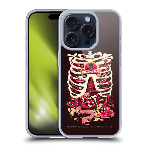 Rick And Morty Season 1 & 2 Graphics Anatomy Park Soft Gel Case for Apple iPhone 15 Pro