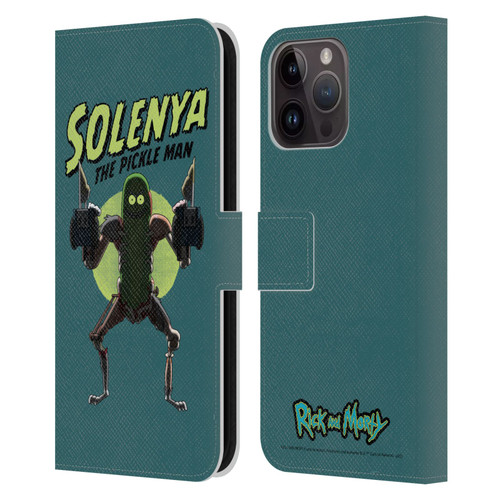 Rick And Morty Season 3 Character Art Pickle Rick Leather Book Wallet Case Cover For Apple iPhone 15 Pro Max
