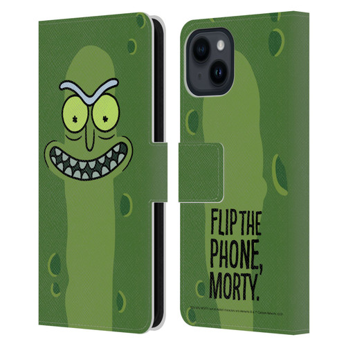Rick And Morty Season 3 Graphics Pickle Rick Leather Book Wallet Case Cover For Apple iPhone 15