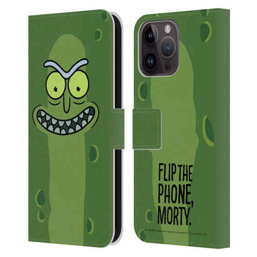 Rick And Morty Season 3 Graphics Pickle Rick Leather Book Wallet Case Cover For Apple iPhone 15 Pro Max