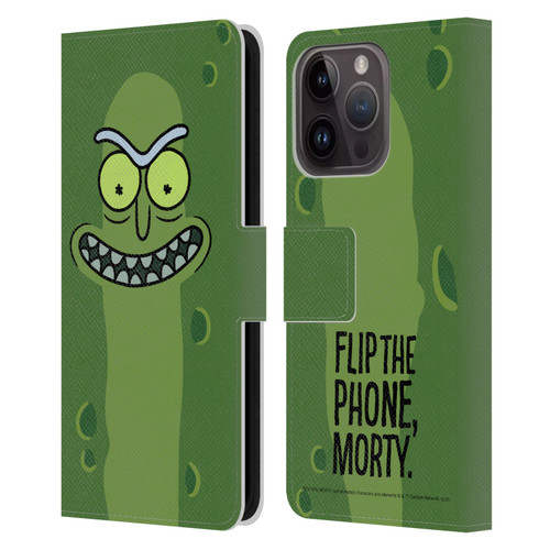 Rick And Morty Season 3 Graphics Pickle Rick Leather Book Wallet Case Cover For Apple iPhone 15 Pro