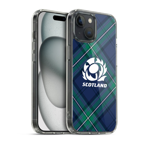 Scotland Rugby Graphics Tartan Oversized Soft Gel Case for Apple iPhone 15