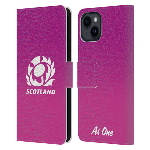 Scotland Rugby Graphics Gradient Pattern Leather Book Wallet Case Cover For Apple iPhone 15