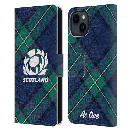 Scotland Rugby Graphics Tartan Oversized Leather Book Wallet Case Cover For Apple iPhone 15