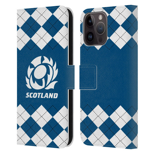 Scotland Rugby Logo 2 Argyle Leather Book Wallet Case Cover For Apple iPhone 15 Pro Max