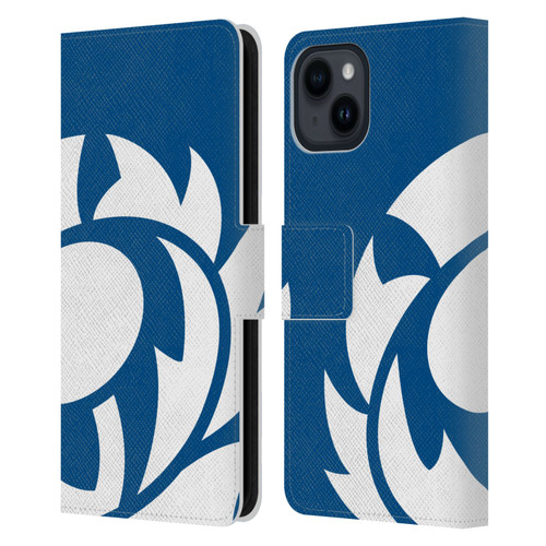 Scotland Rugby Oversized Thistle Saltire Blue Leather Book Wallet Case Cover For Apple iPhone 15