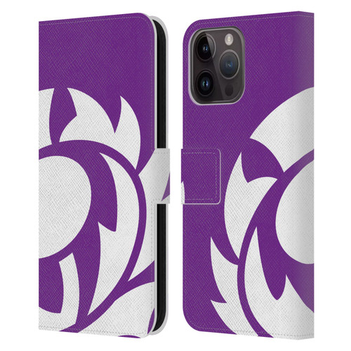 Scotland Rugby Oversized Thistle Purple Heather Leather Book Wallet Case Cover For Apple iPhone 15 Pro Max