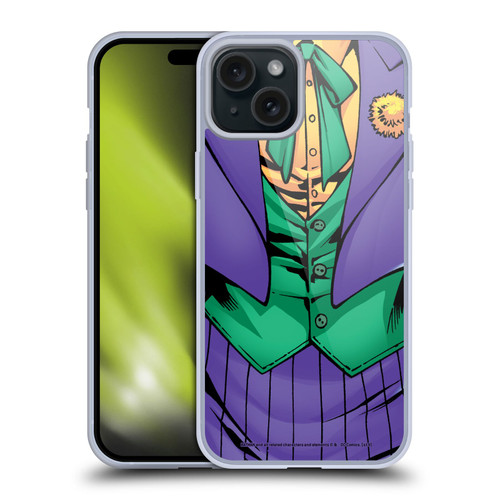The Joker DC Comics Character Art New 52 Costume Soft Gel Case for Apple iPhone 15 Plus