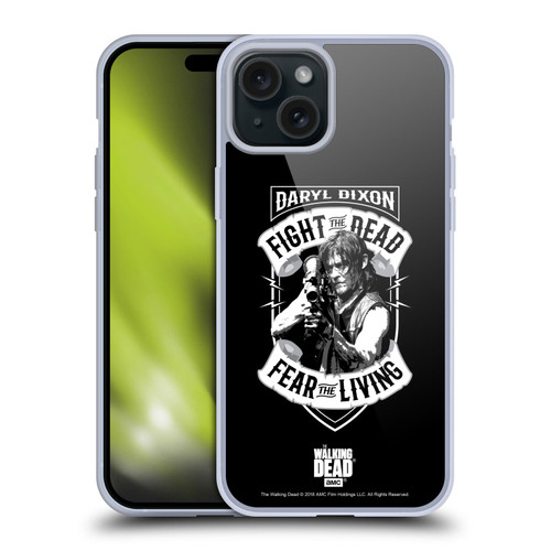 AMC The Walking Dead Daryl Dixon Biker Art RPG Black White Soft Gel Case for Apple iPhone 15 Plus